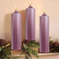 8 Inch Metallic Pink Pillar Candles 1pcs Pack