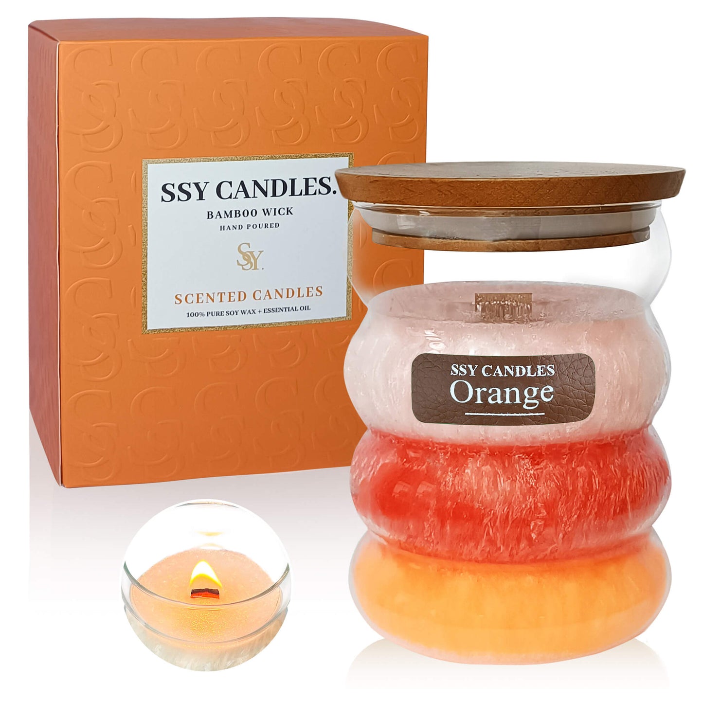 Velas aromáticas SSY Velas aromáticas de mezcla de tres colores Velas aromáticas personalizadas Velas aromáticas naranjas Naranja 