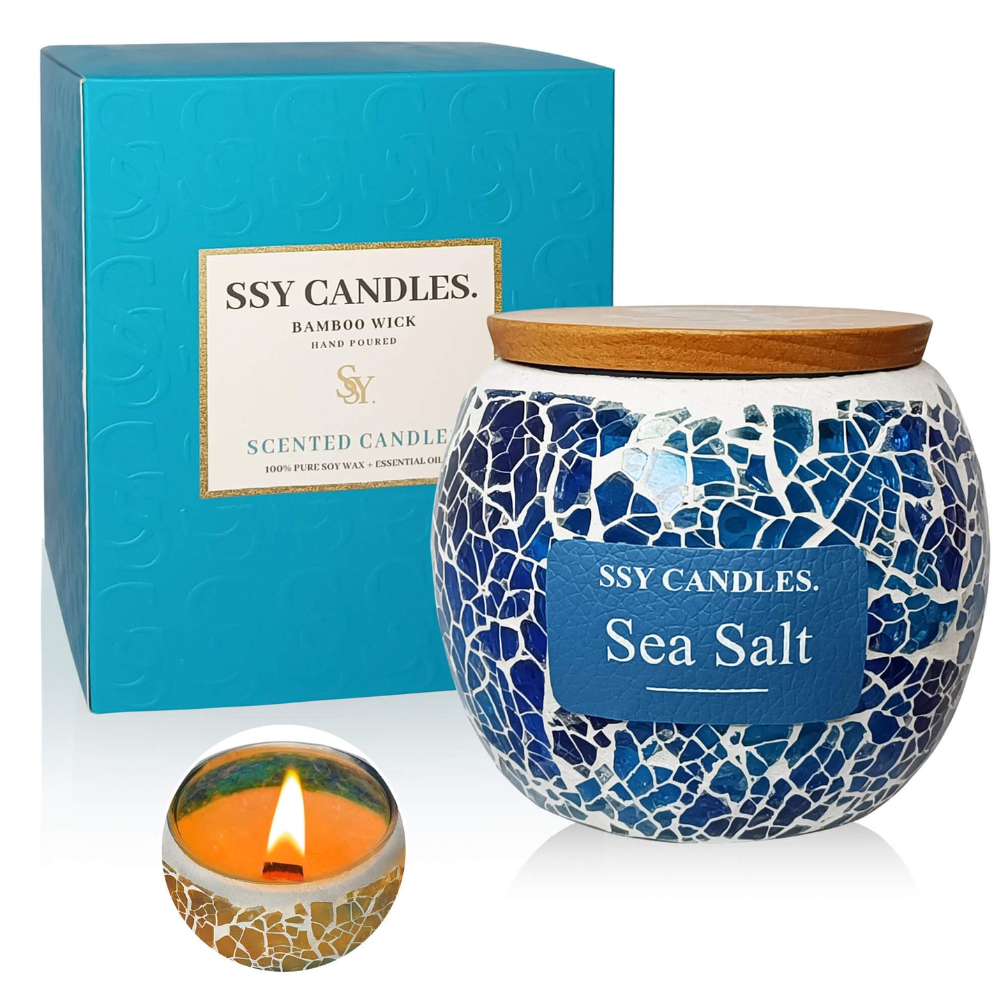 SSY Scented Candles Sea Salt Classic 3.5 oz Custom Scented Candle Best Candle Scents for Relaxation