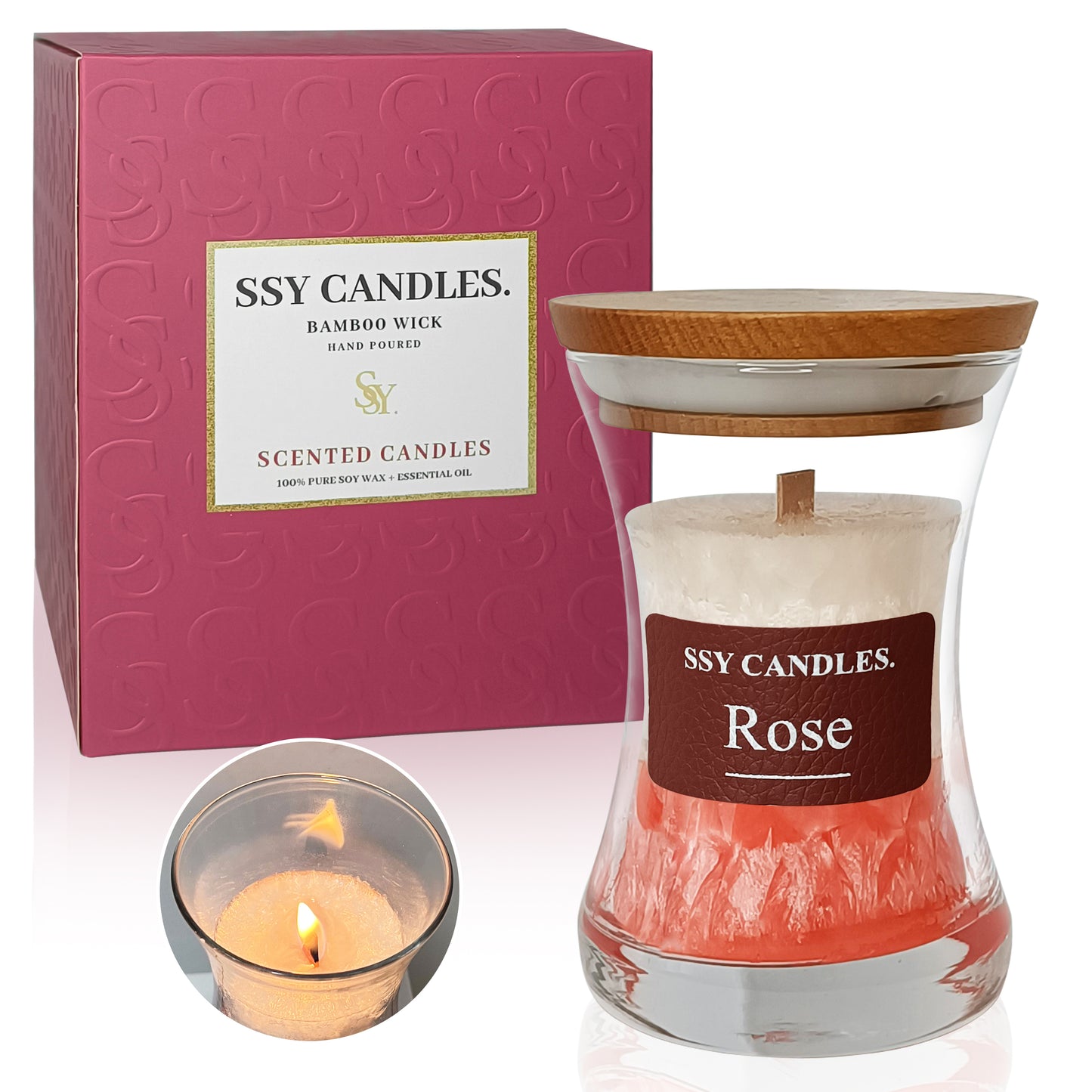 SSY Candle Rose Vela aromática Velas aromáticas más populares Frasco clásico de 3.5 oz Velas perfumadas de una sola mecha DIY