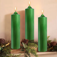 8 Inch Metallic Green Pillar Candles 1pcs Pack