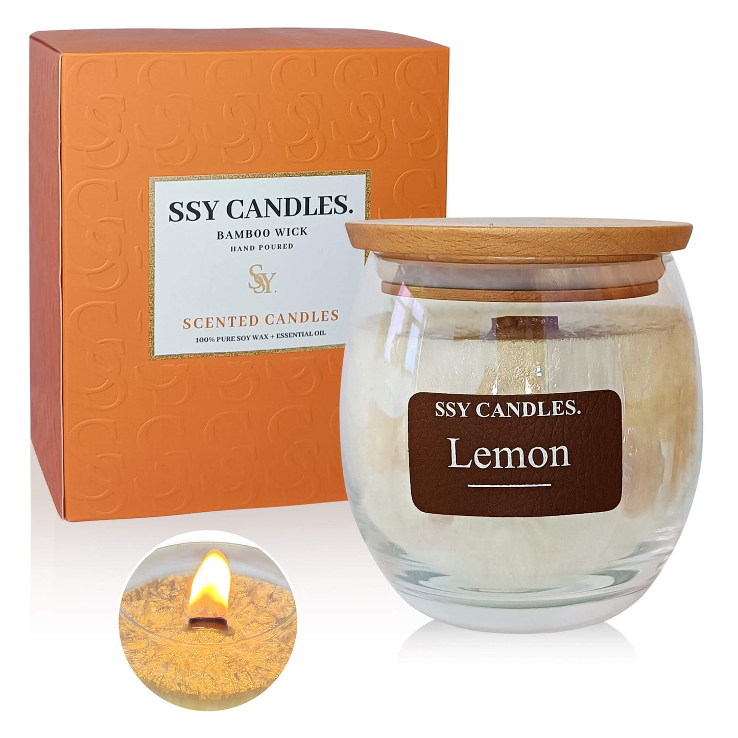 Velas SSY Velas aromáticas de limón Velas aromáticas masculinas Velas aromáticas de café clásicas de 7.9 oz