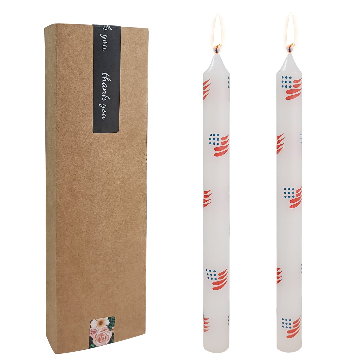 9.8 Inch flag Taper Candles Set of 2