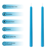 Set Of 4 Handcrafted Blue 12-Inch Long Taper Candles