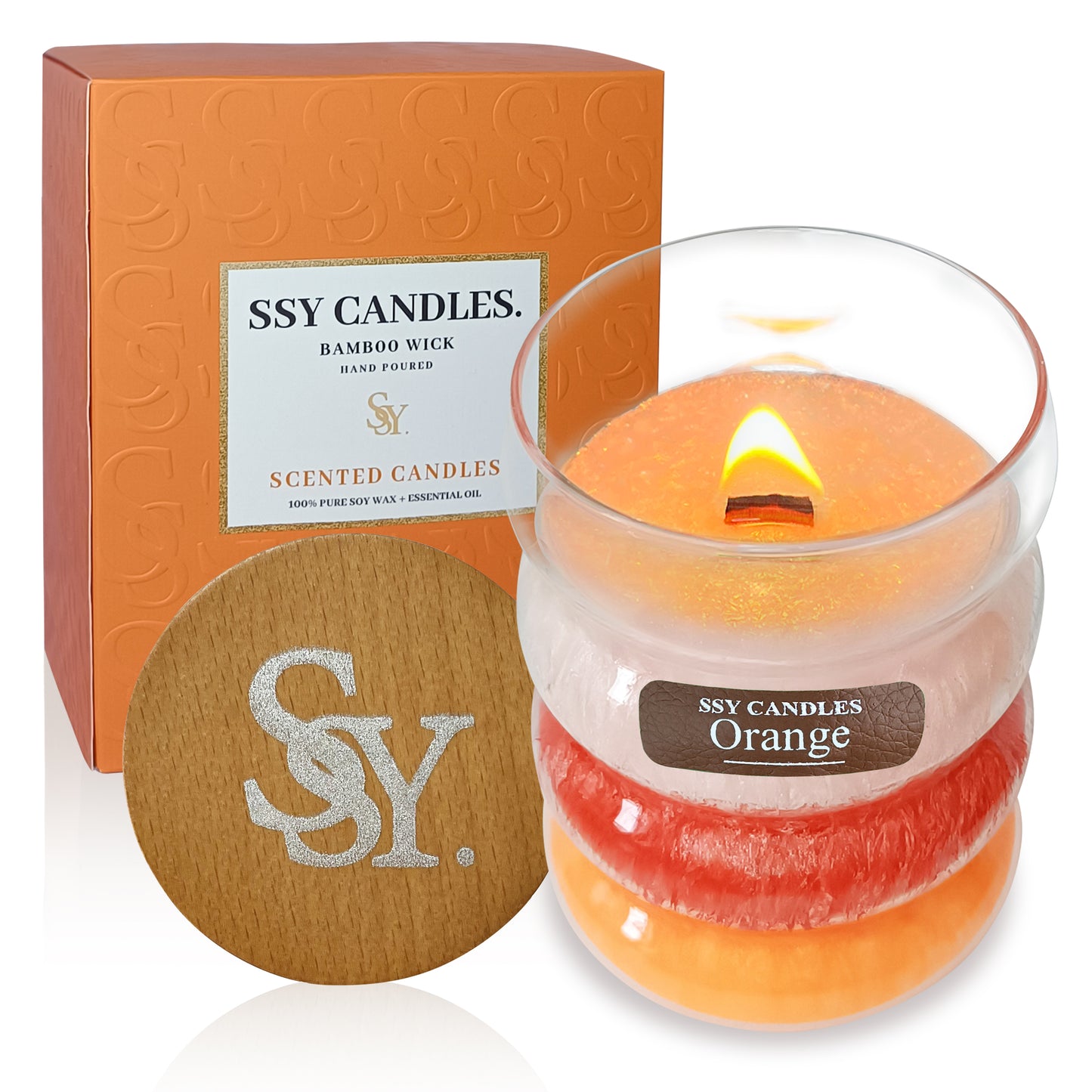 Velas aromáticas SSY Velas aromáticas de mezcla de tres colores Velas aromáticas personalizadas Velas aromáticas de naranja Sal marina 