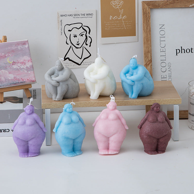 Unique Souvenir：Creative Sitting Position Body Shape Scented Candle Handmade Candle White Set