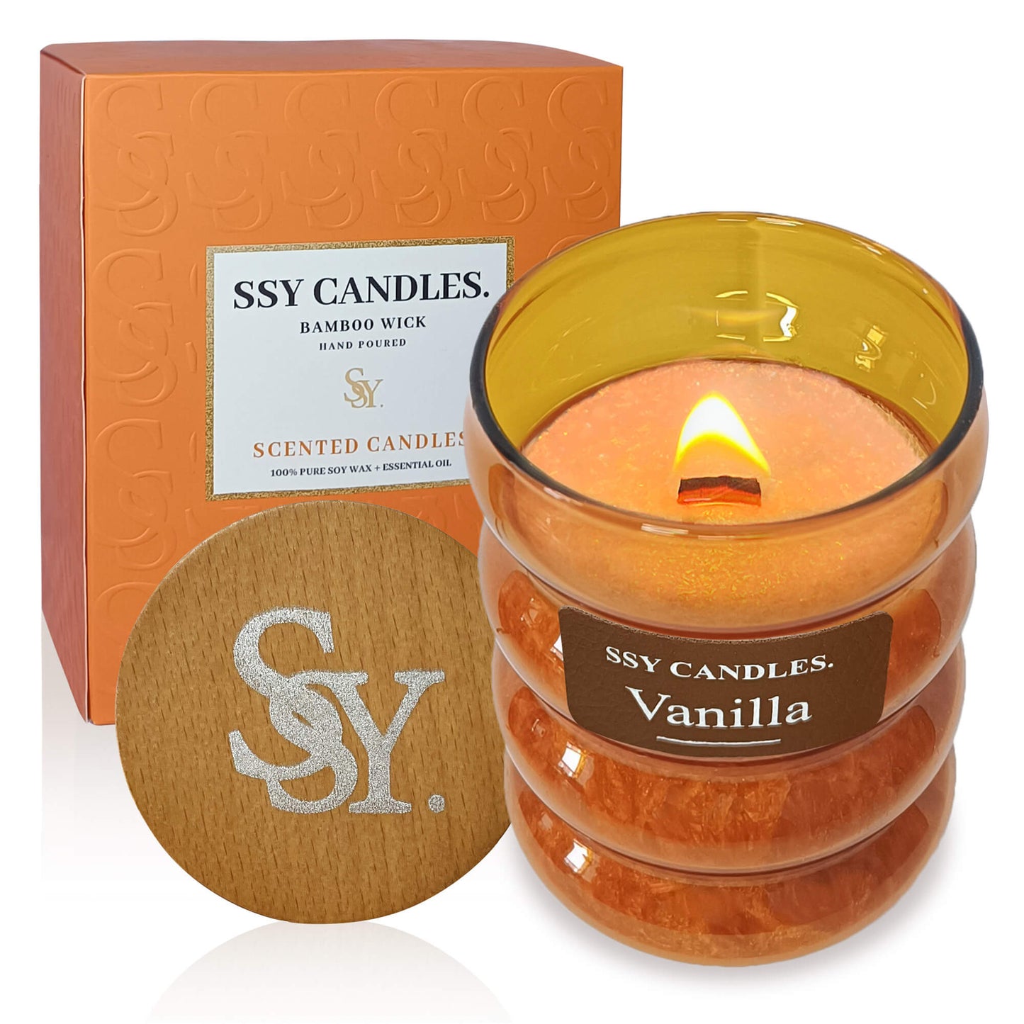 SSY Scented Candles Three Color Mix Scented Candles Custom Scented Candles Orange Scented Candles Vanilla