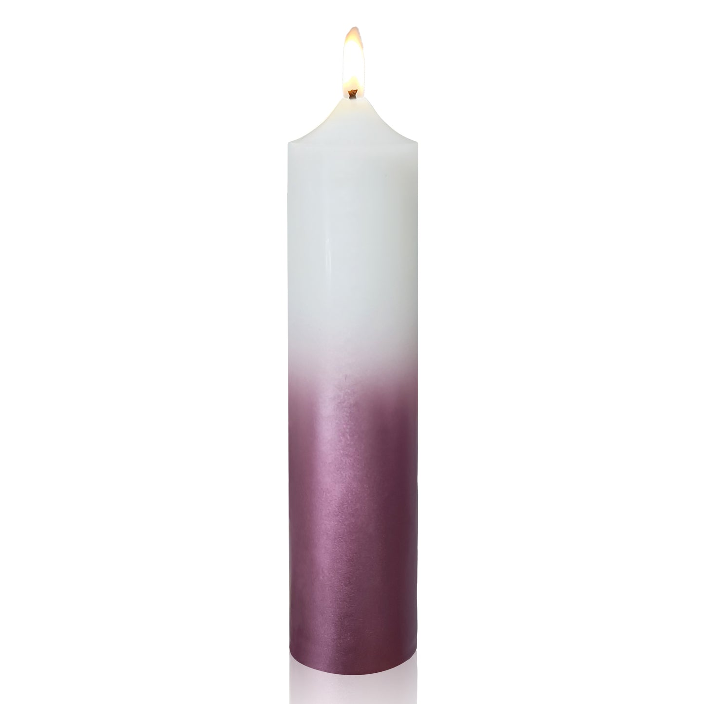 8 Inch Metallic White Pink Pillar Candles 1pcs Pack