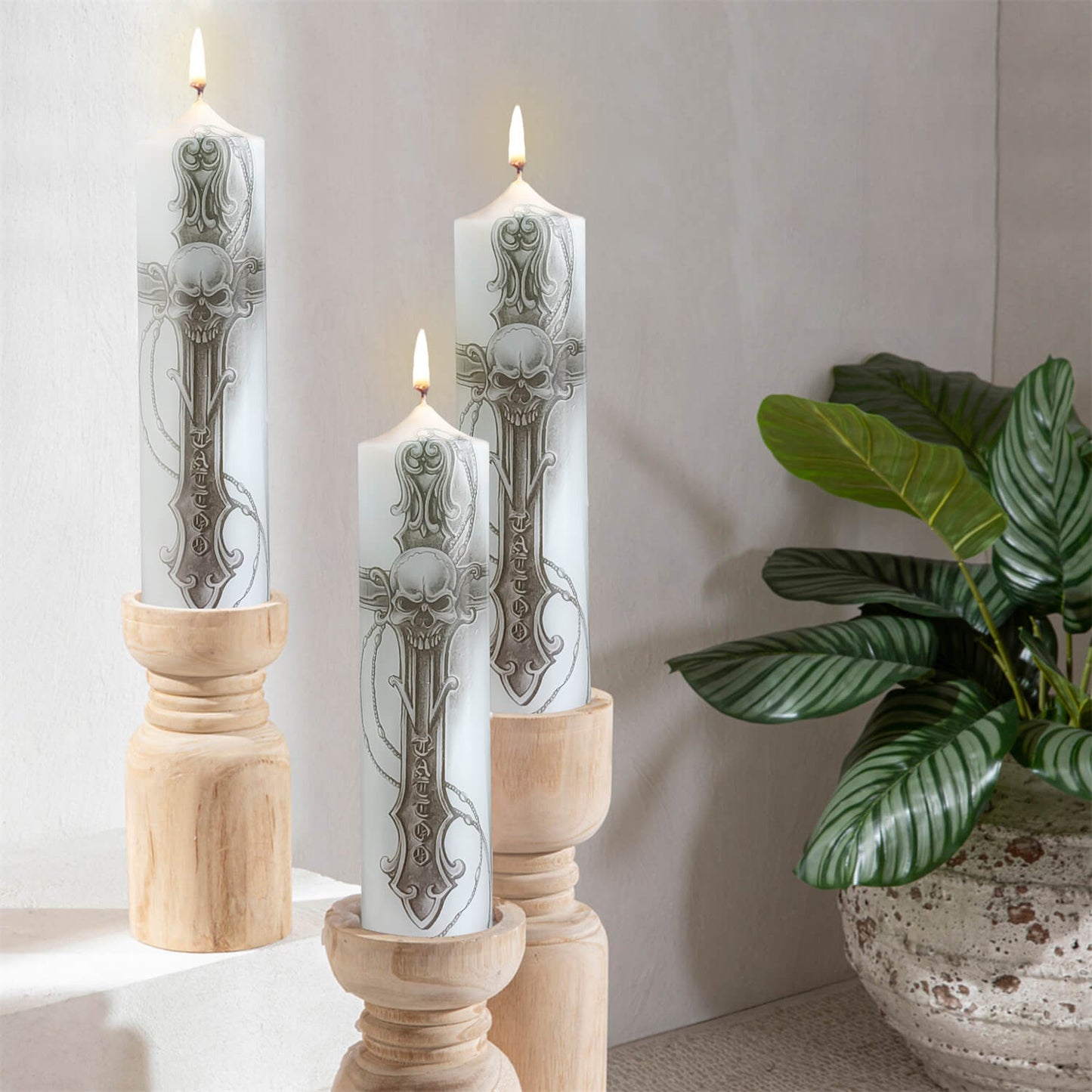 8 Inch Skull Sword Cross Pillar Candles 1pcs Pack