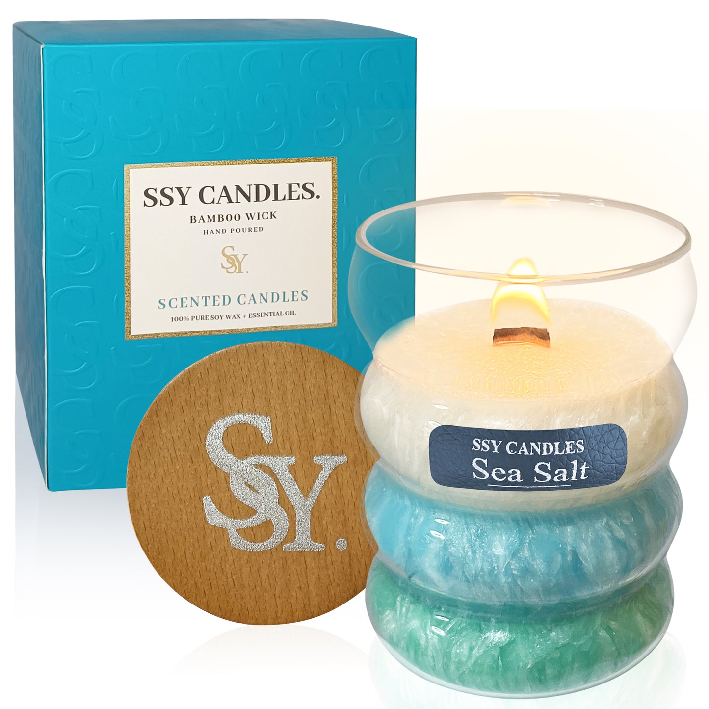 SSY Scented Candles Three Color Mix Scented Candles Custom Scented Candles Orange Scented Candles Sea Salt