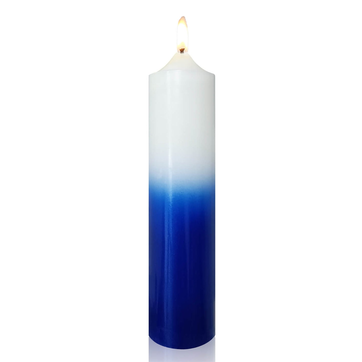 8 Inch Metallic White Blue Pillar Candles 1pcs Pack