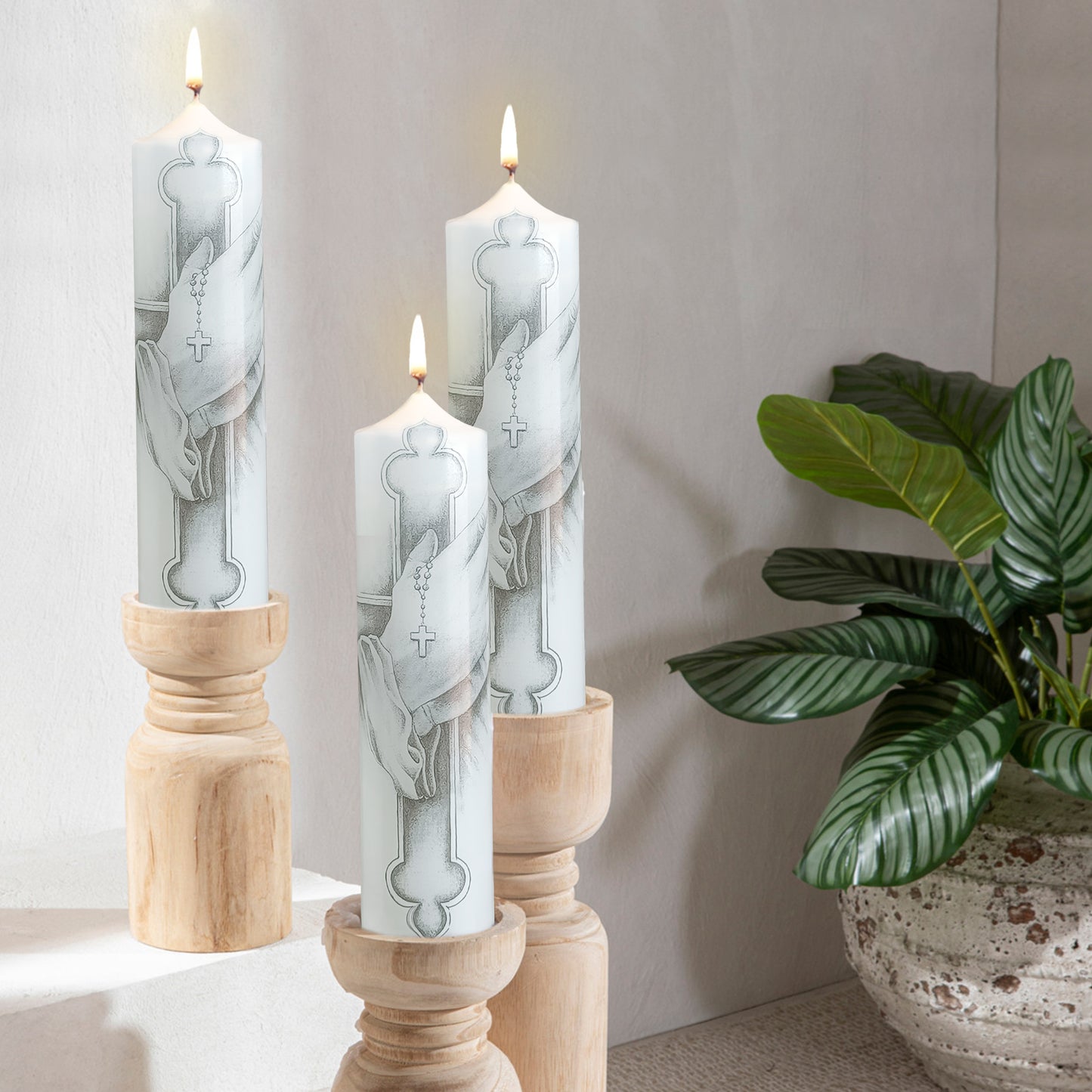 8 Inch White Crucifix Pillar Candles 1pcs Pack