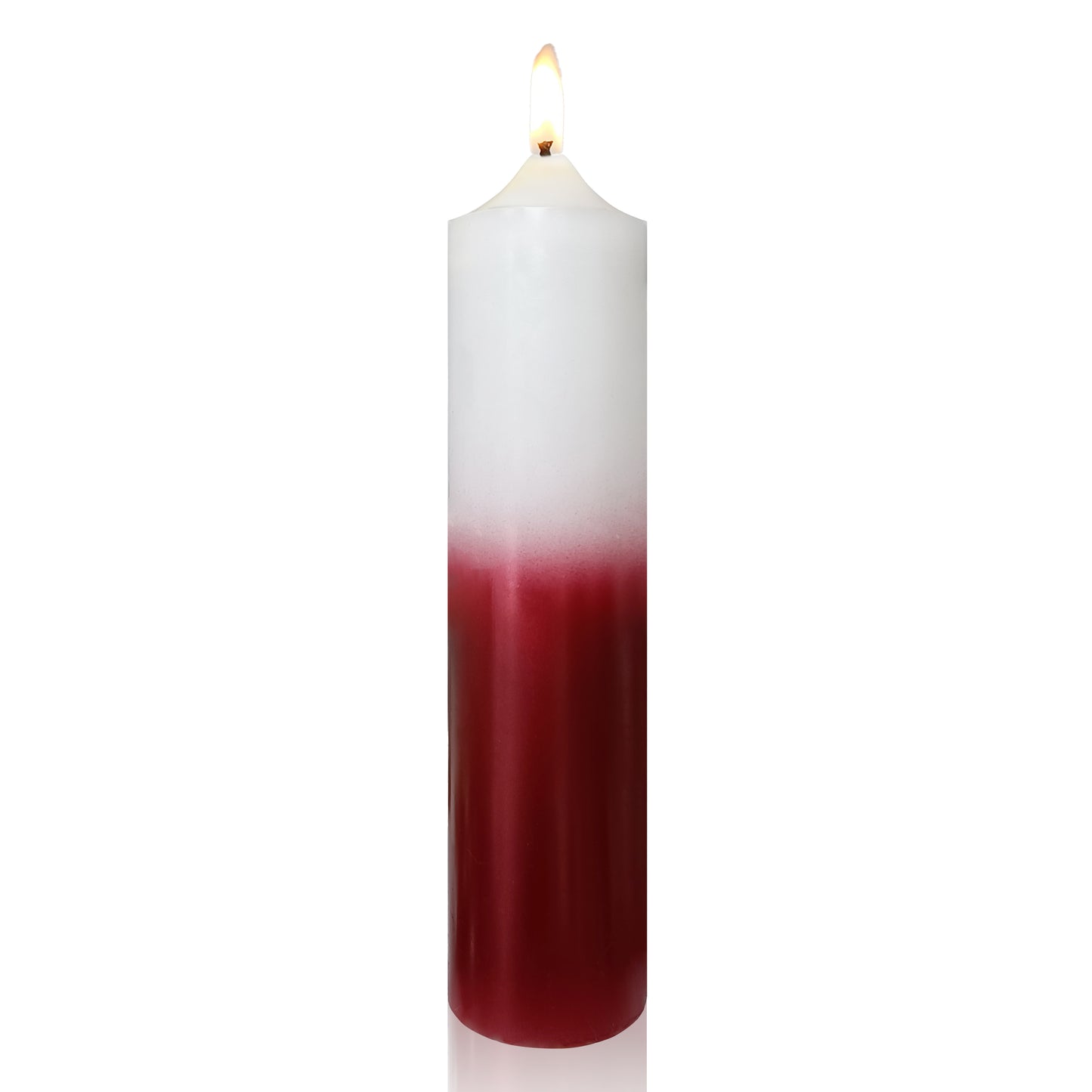 8 Inch Metallic White Red Pillar Candles 1pcs Pack