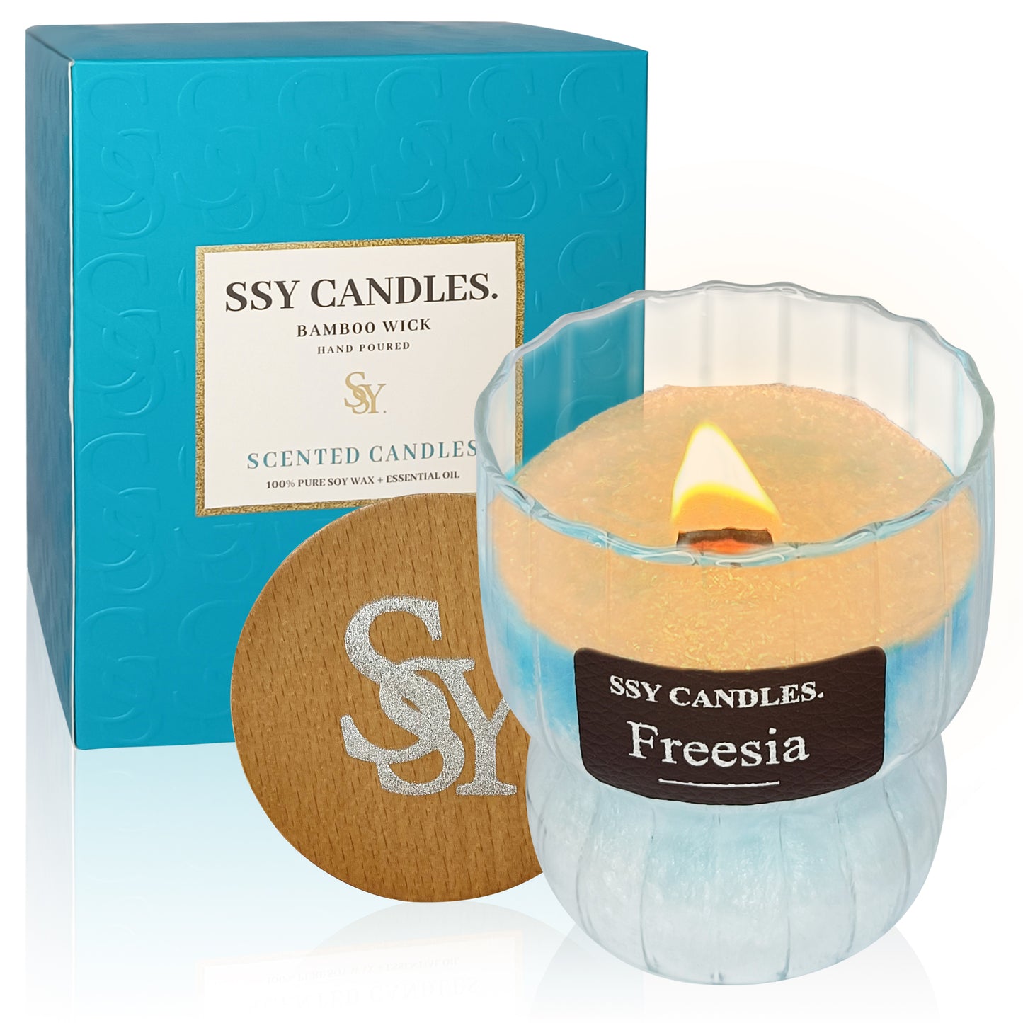 Vela de una sola mecha SSY, velas de soja perfumadas de fresia, velas perfumadas clásicas de 6,5 oz a granel