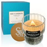 SSY Candle Sandalwood Scented Single Bamboo Wick Soy Candles Classic 6.5oz Scented Candles Bulk