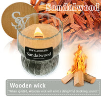 SSY Candle Sandalwood Scented Single Bamboo Wick Soy Candles Classic 6.5oz Scented Candles Bulk