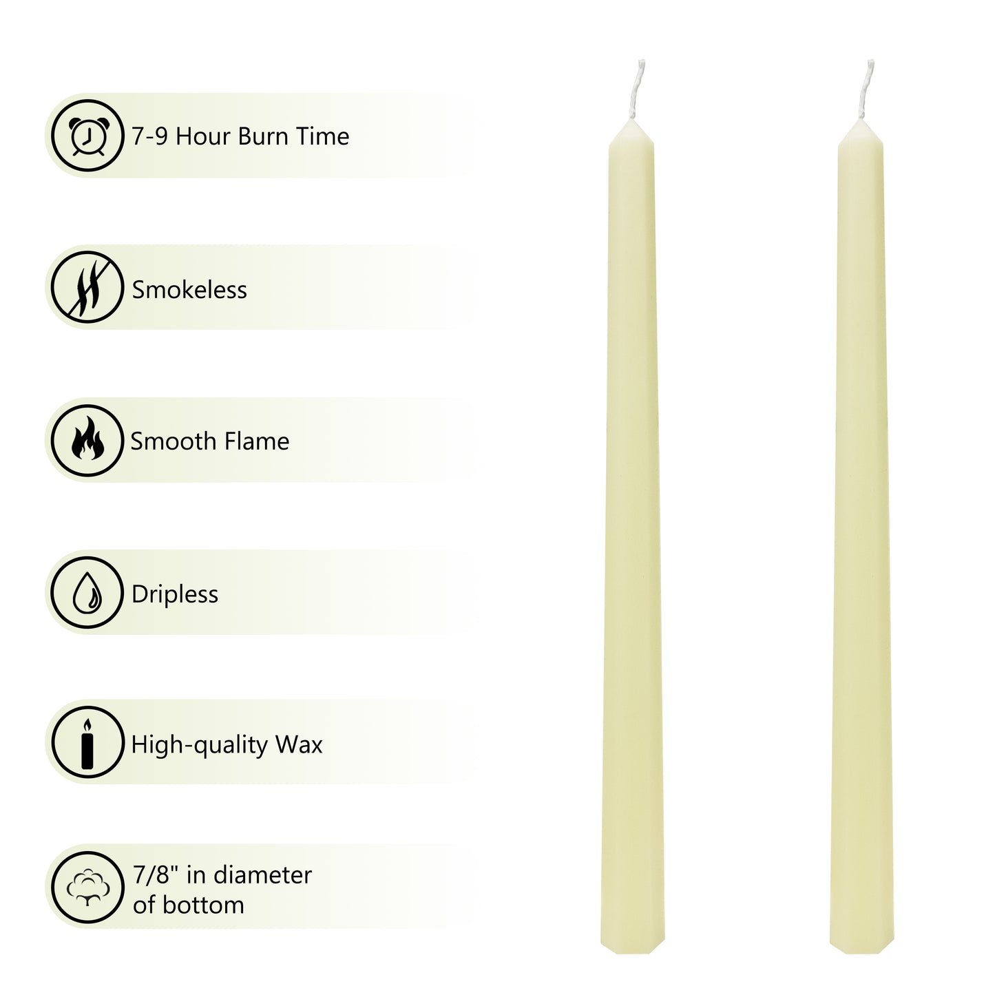 Set Of 4 Handcrafted Cream Yellow 12-Inch Long Taper Candles