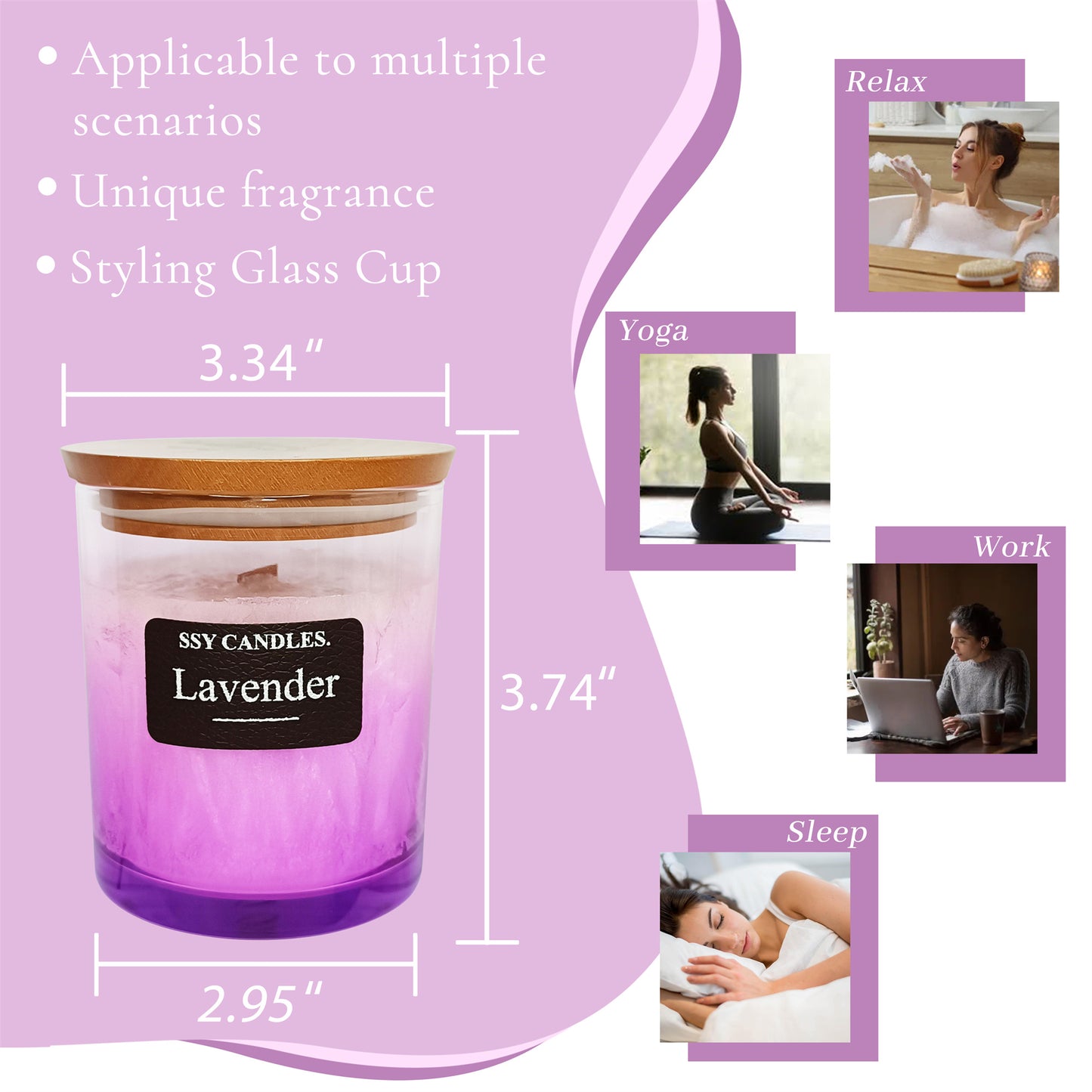 SSY Candles Lavender Warm Candle Scents Homemade Scented Candles Help Sleep Bulk Scented Candles in Jars