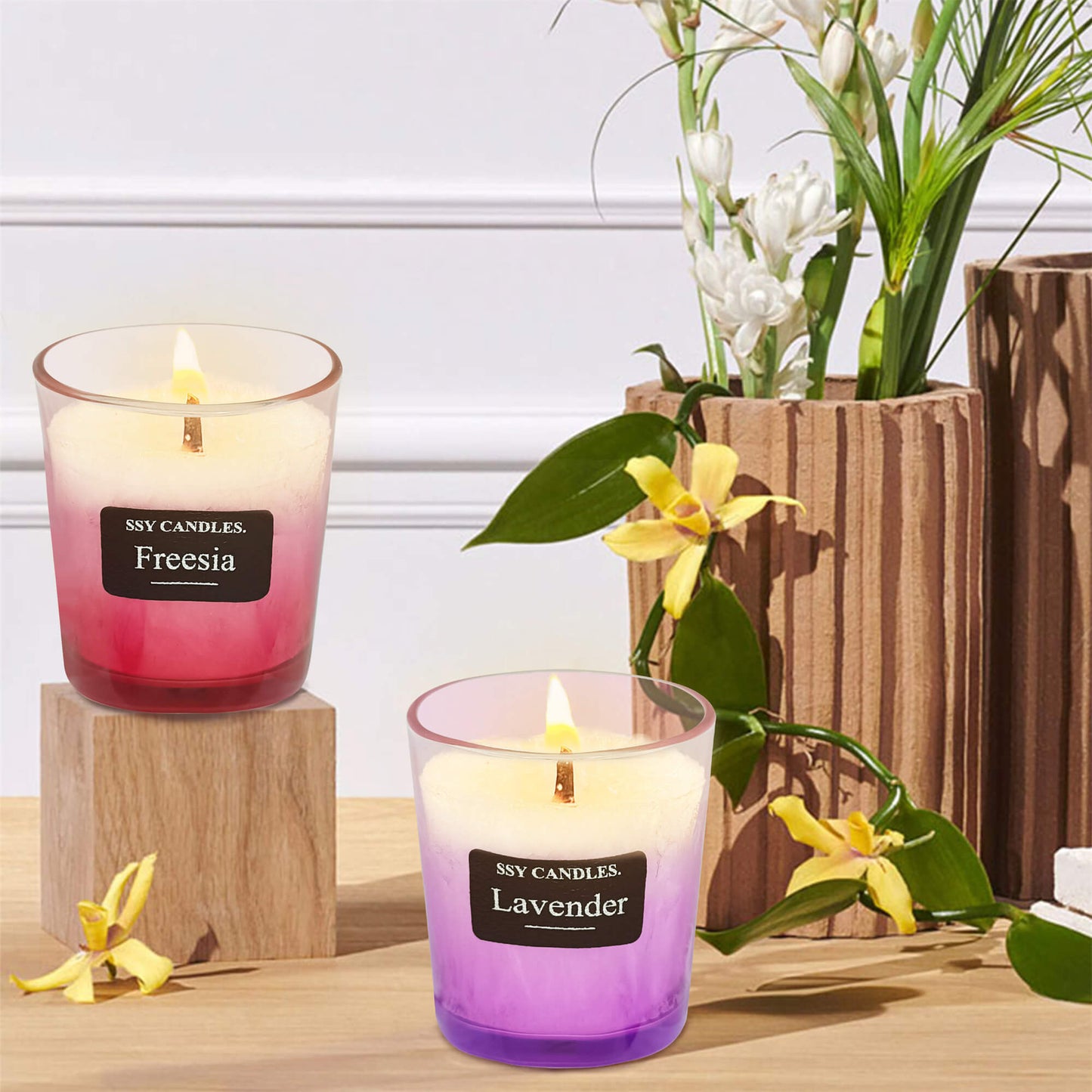 Velas SSY, la mejor vela aromática, tarro de lavanda, velas aromáticas, juego de regalo, ideas para el nombre del aroma de la vela, púrpura degradado