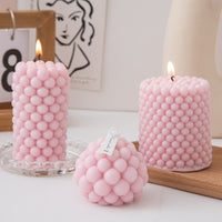 Abstract Elegance: Creative Geometric Peach Oolong Scents Candle Pink Ball Shape Candle