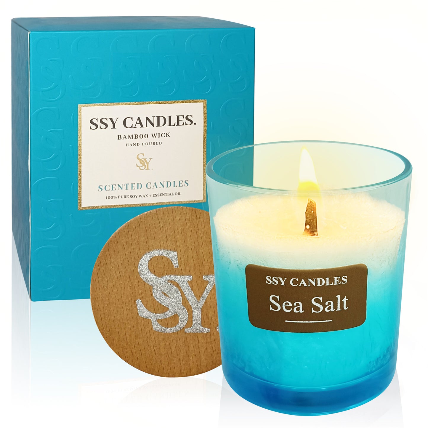 Velas SSY Aroma de sal marina Mecha de madera Bath &amp; Body Works Velas aromáticas visibles en todas partes