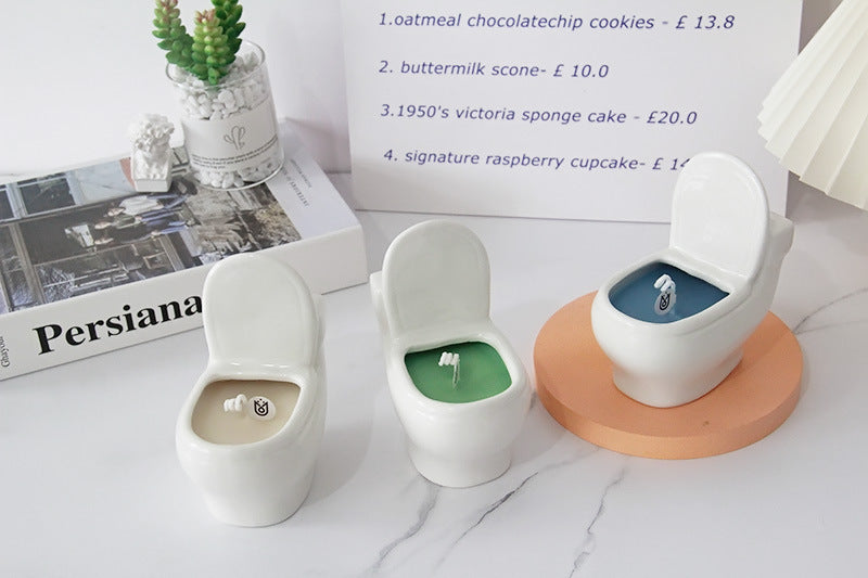 Must Fire！Creative Funny Mini Toilet Shape Vela perfumada Westin White Tea 