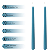 Set Of 4 Handcrafted Dark Blue 12-Inch Long Taper Candles