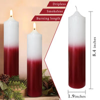 8 Inch Metallic White Red Pillar Candles 1pcs Pack