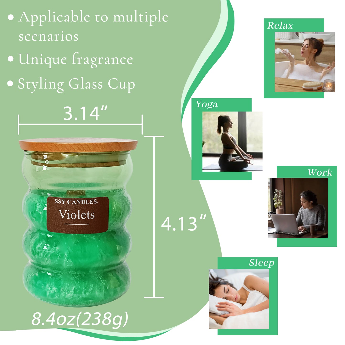 High Quality Jar Candle Green Scented Candles Violets