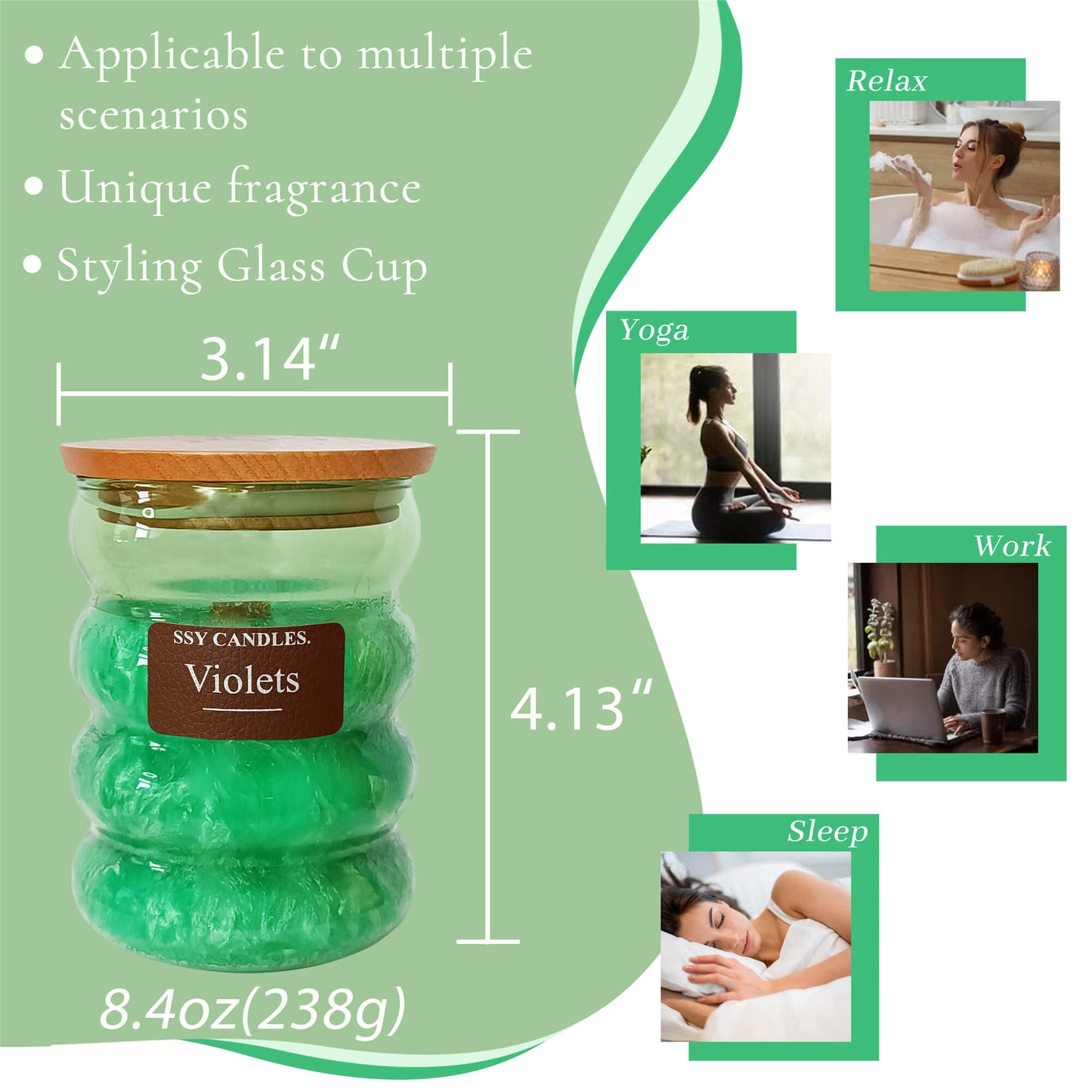 Velas aromáticas SSY, regalos para mujeres, velas de soja naturales de combustión lenta para el hogar, violetas aromáticas 