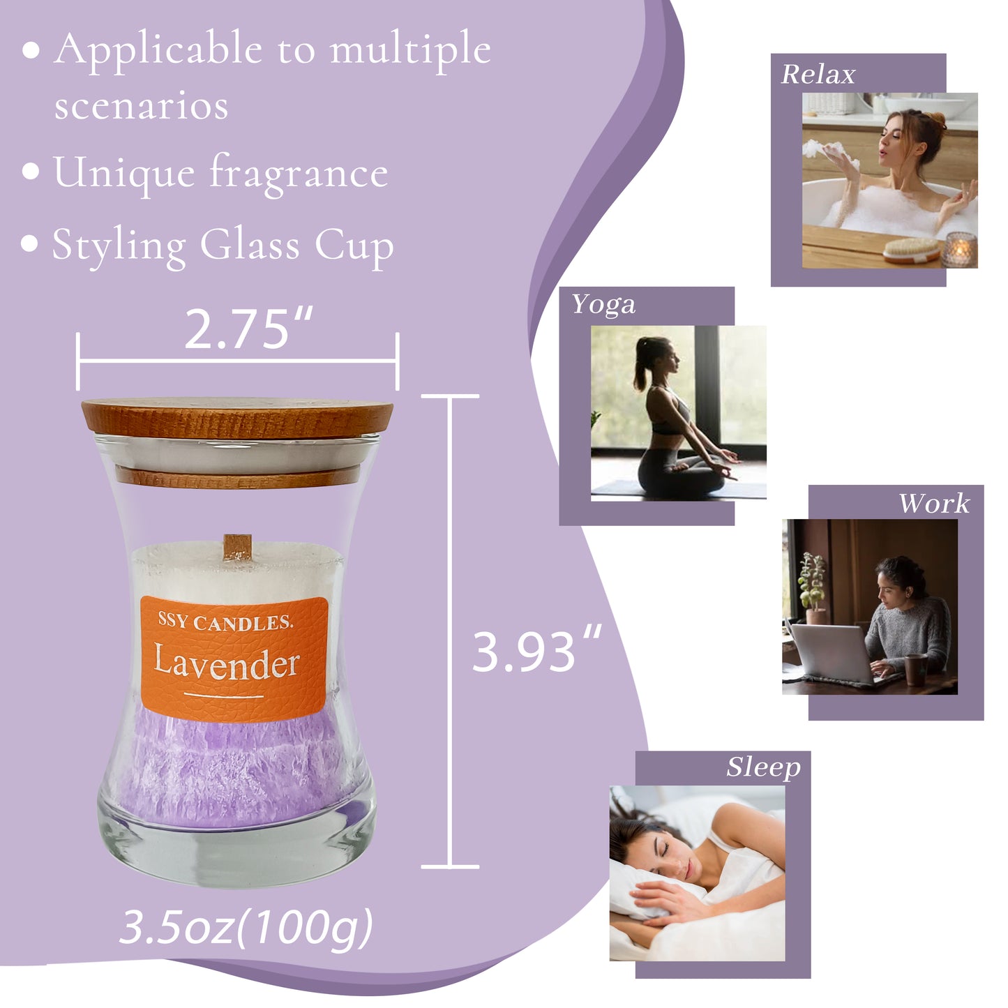 SSY Vela Vela perfumada de lavanda Especias de alta calidad Velas perfumadas a granel Woodwick Candle Scents