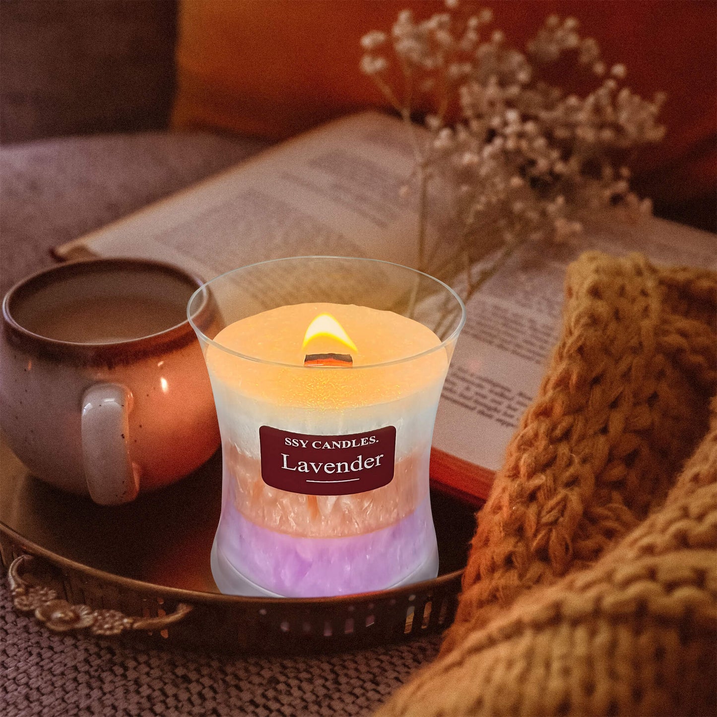 SSY Scented Candles Romantic Candle Scents Three Layers Jar Candle Popular Candle Scents Lavender