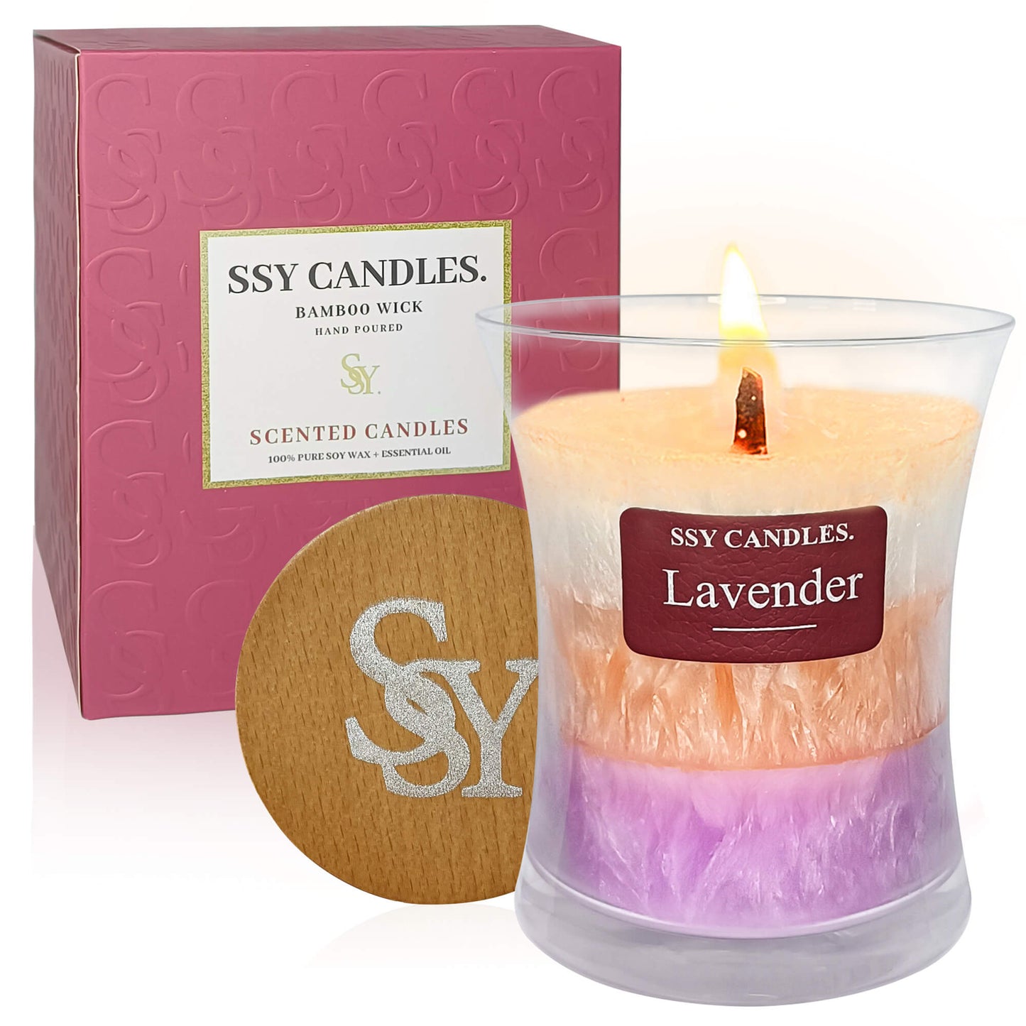 SSY Velas aromáticas Velas románticas Aromas Vela en tarro de tres capas Velas populares Aromas Lavanda 