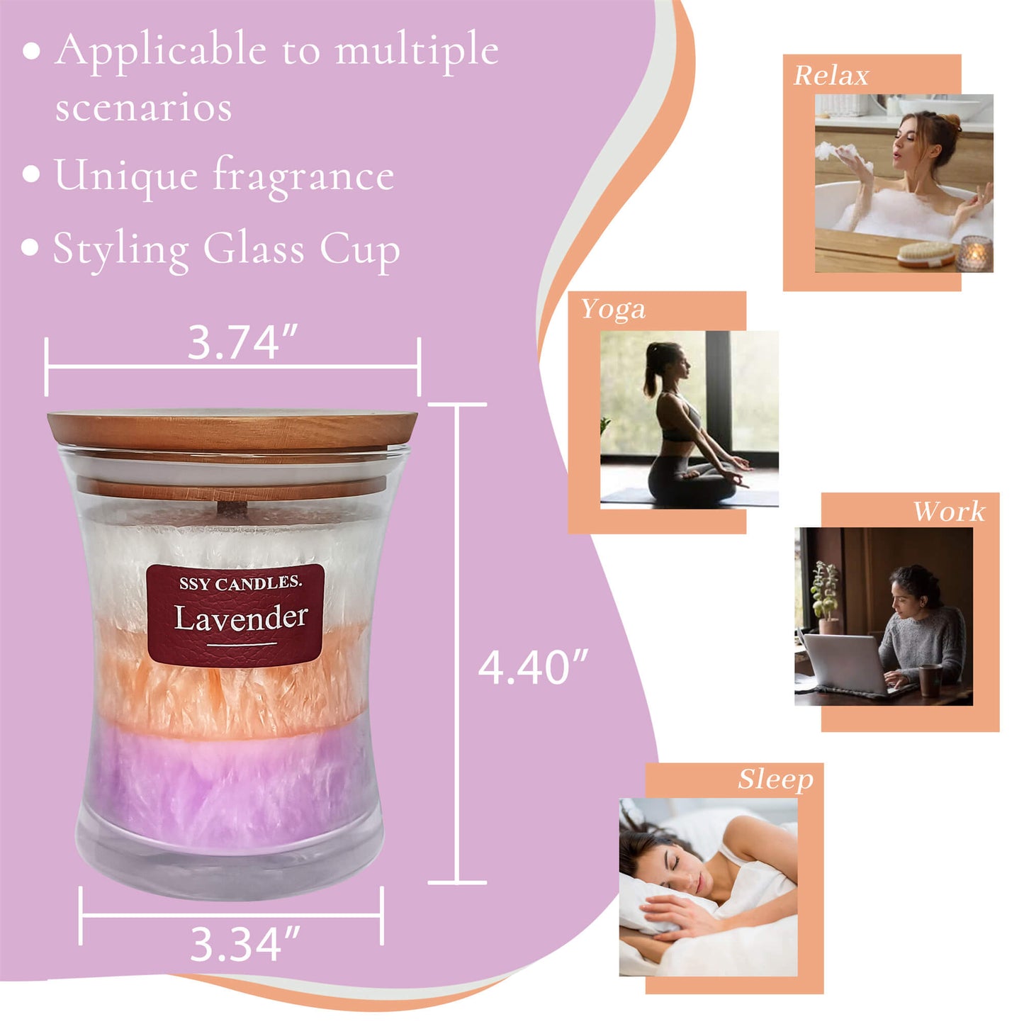 SSY Scented Candles Romantic Candle Scents Three Layers Jar Candle Popular Candle Scents Lavender