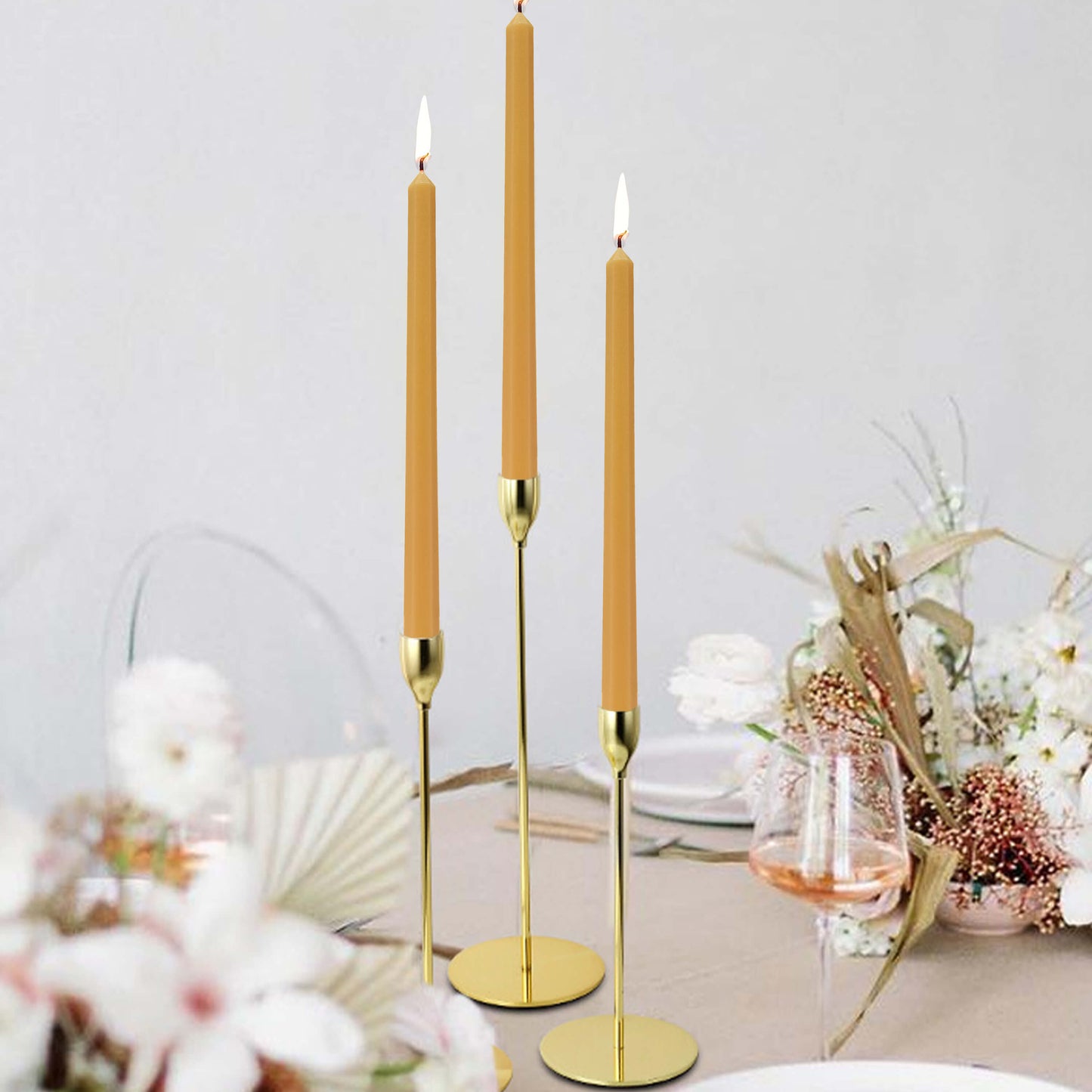 Set Of 4 Handcrafted Yellow 12-Inch Long Taper Candles