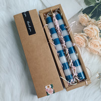 9.8 Inch Strip Pattern Taper Candles Set of 2