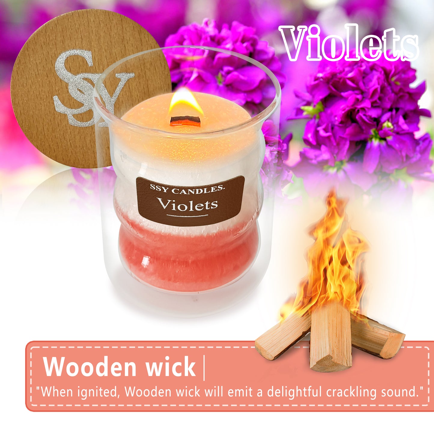 SSY Candles Summer Scented Soy Wax Candle for Home Best Gift Scented Candle Violets