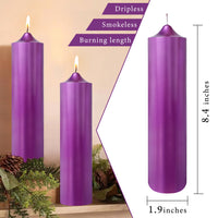 8 Inch Metallic Purple Pillar Candles 1pcs Pack