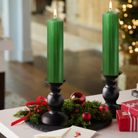 8 Inch Metallic Green Pillar Candles 1pcs Pack