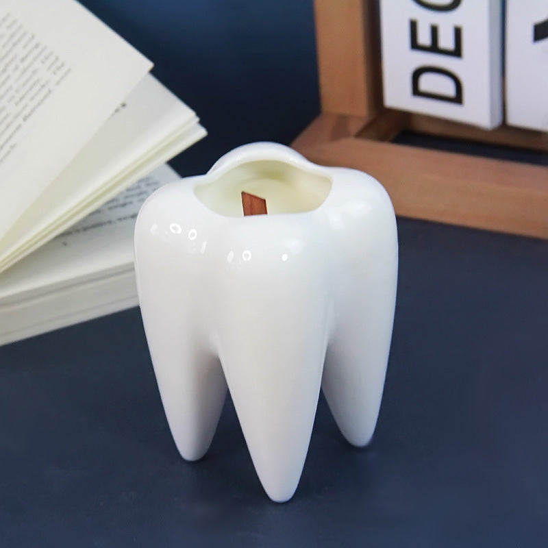 Tooth on Fire！Creative Funny Tooth Scented Candle Tooth Shaped Cup Candle