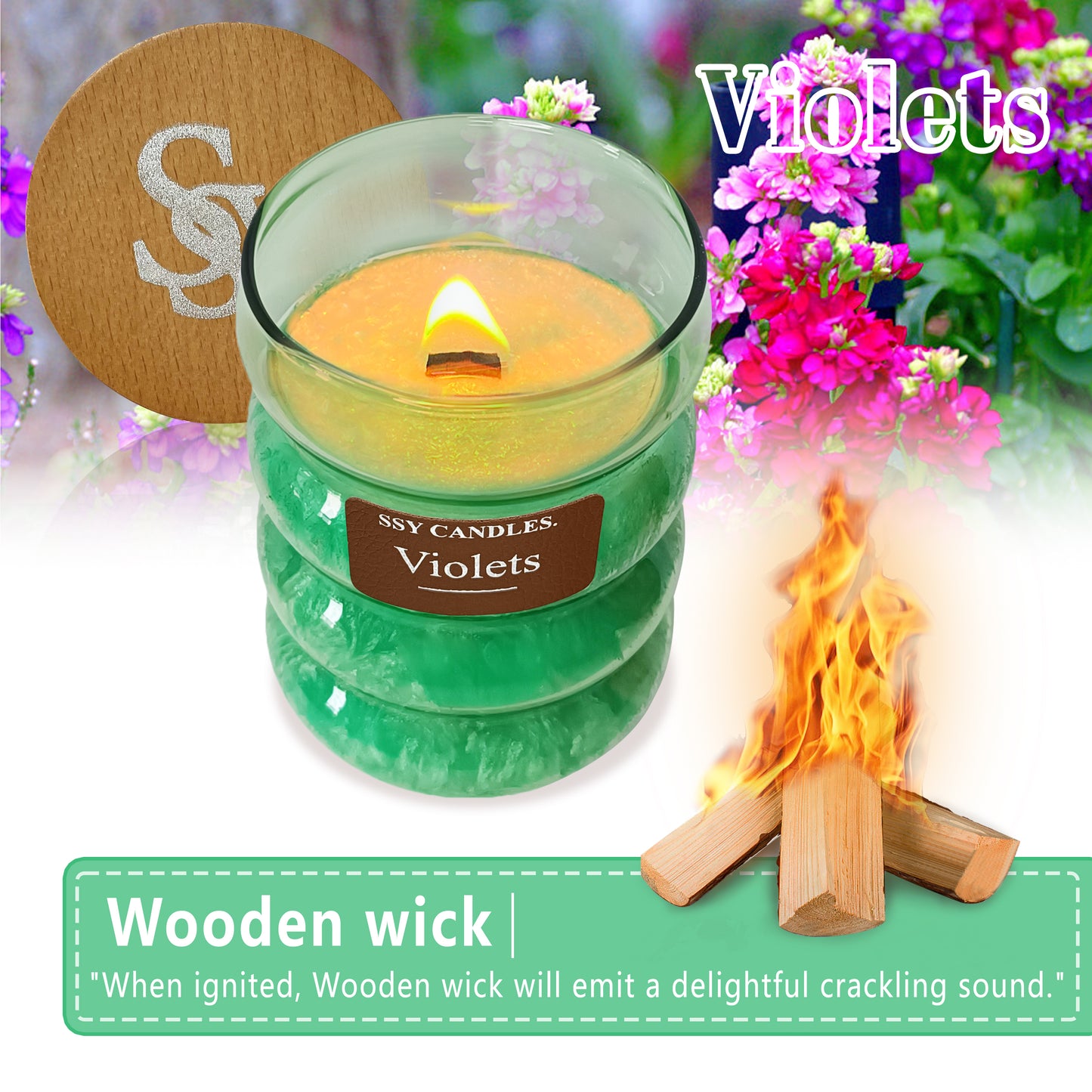 High Quality Jar Candle Green Scented Candles Violets