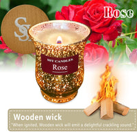 SSY Candles Rose Candle Scent Pretty Scented Candles Wooden Wick & Soy Wax Library Scented Candle