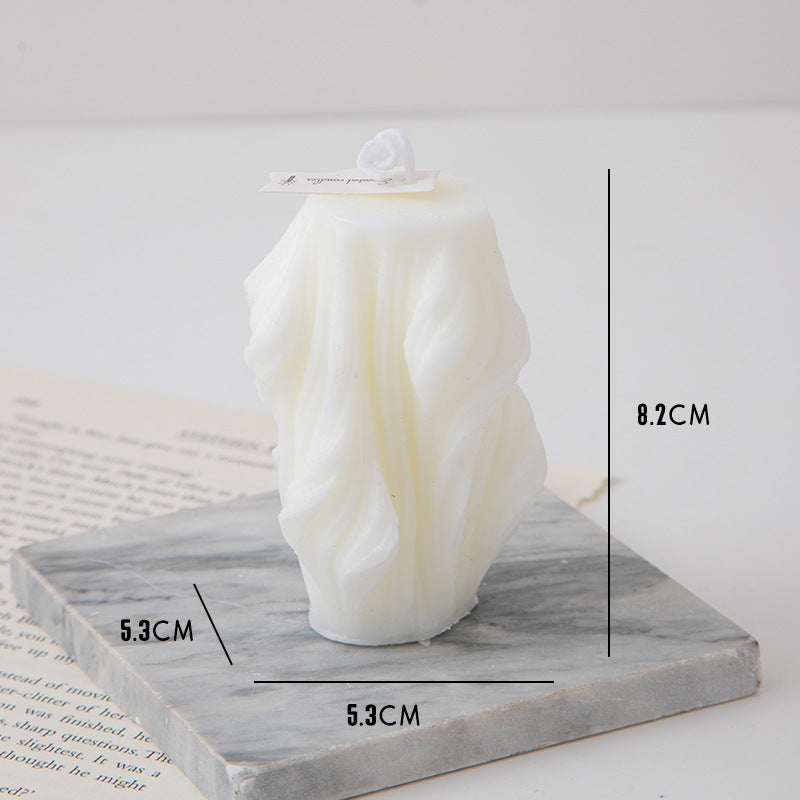 Abstract Elegance: Creative Geometric Scents Candle White Wavy Texture Candle Home Decoration