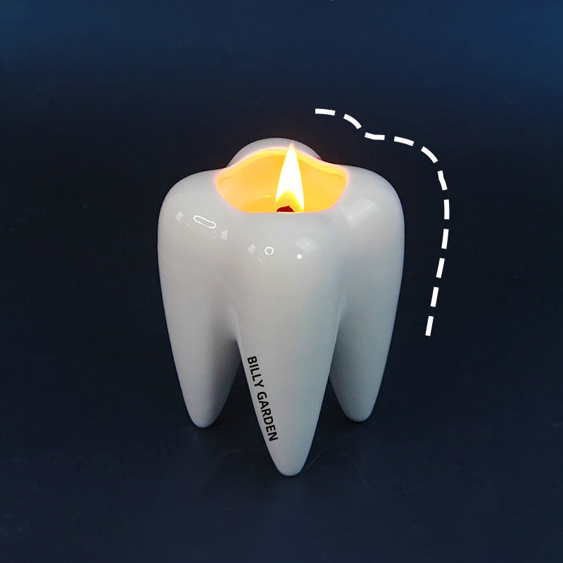 Tooth on Fire！Creative Funny Tooth Scented Candle Tooth Shaped Cup Candle