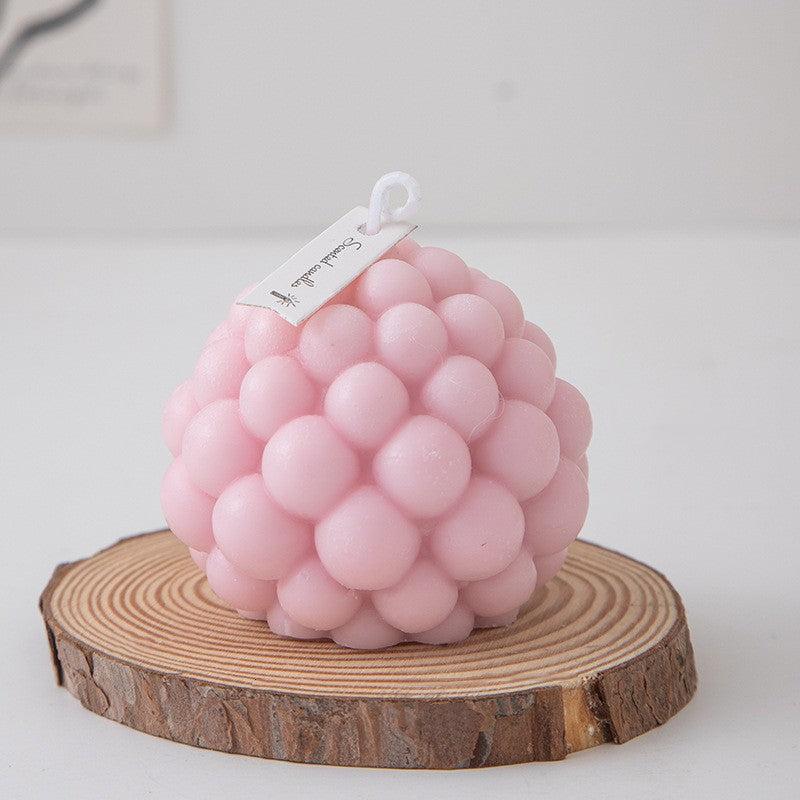 Abstract Elegance: Creative Geometric Peach Oolong Scents Candle Pink Ball Shape Candle