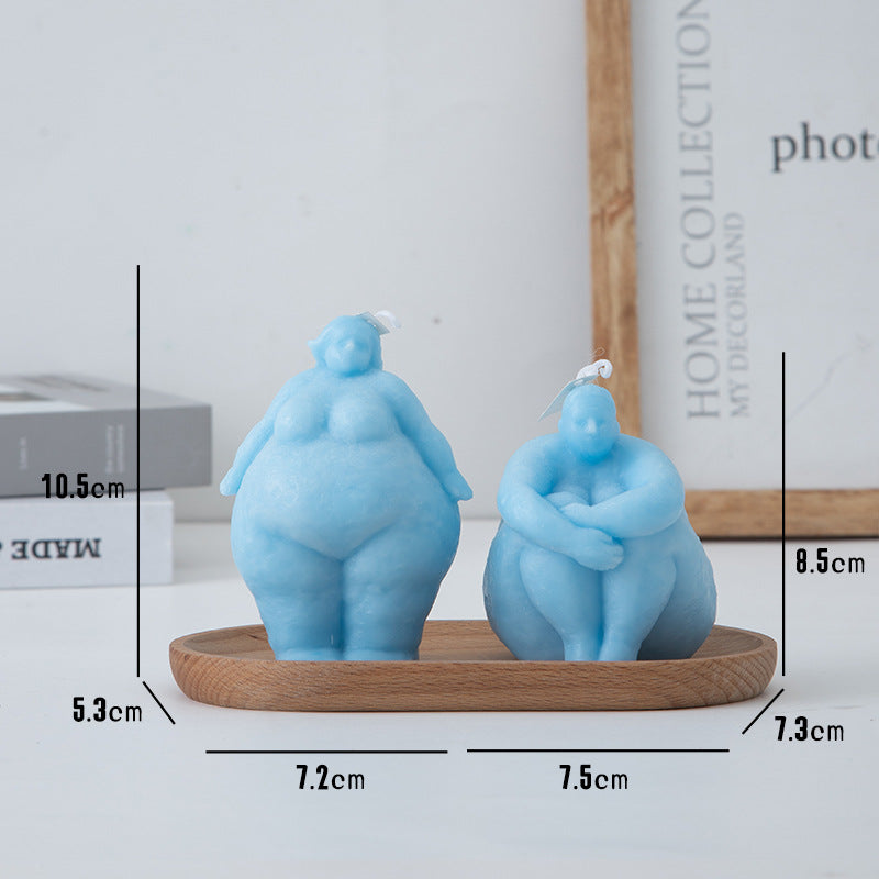 Unique Souvenir：Creative Sitting Position Body Shape Scented Candle Handmade Candle Blue Set