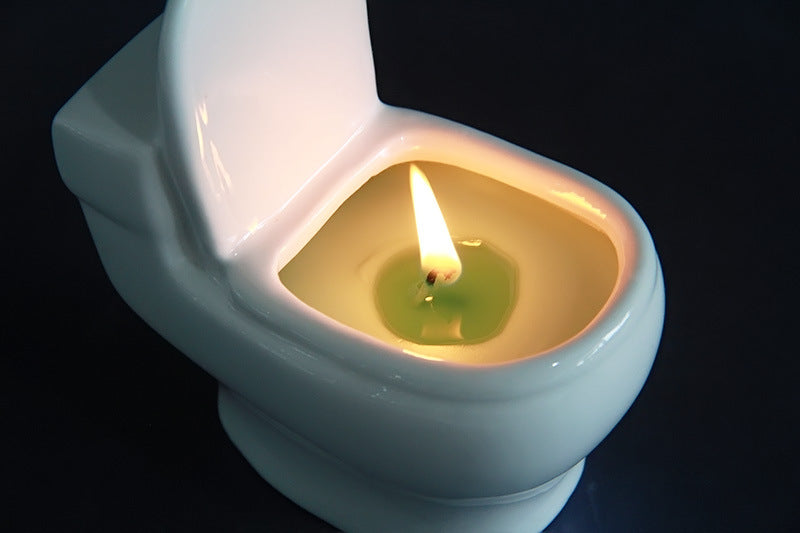 Must Fire！Creative Funny Mini Toilet Shape Scented Candle Green Mountain Spring