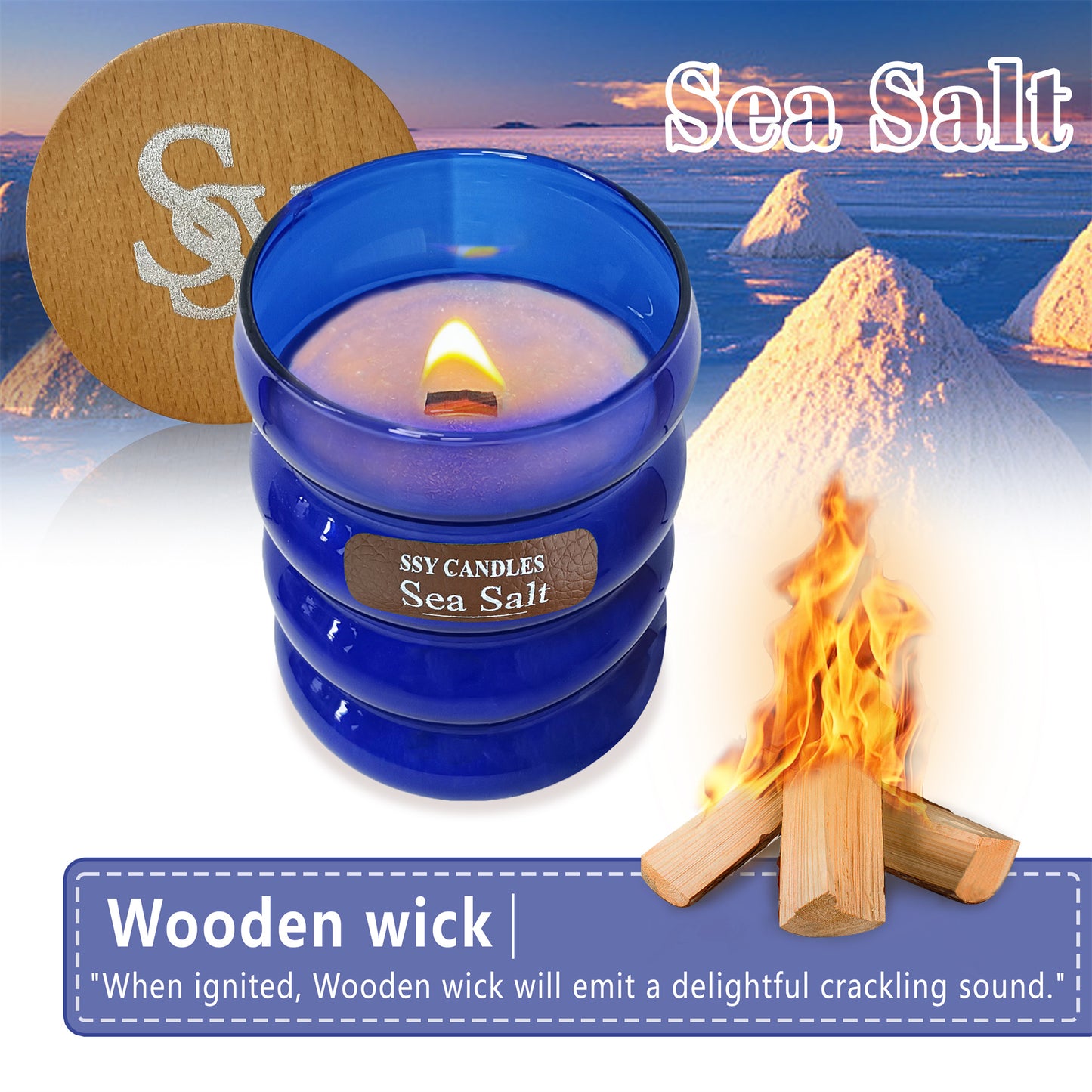 SSY Scented Candles Gifts for Women Slow Burn Natural Soy Candles for Home Scented Sea Salt