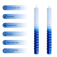 8.5インチの手作りブルースパイラルキャンドル2個セット