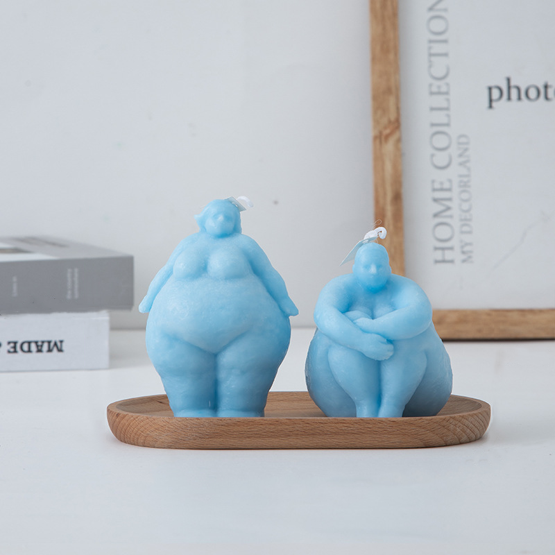 Unique Souvenir：Creative Sitting Position Body Shape Scented Candle Handmade Candle Blue Set